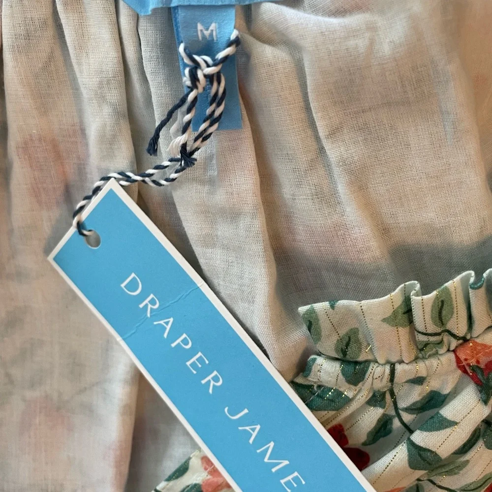 Draper James White Floral Drawstring Waist Tunic